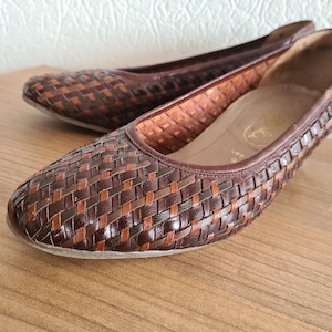 Vintage braided leather 80s shoes leather slippers
