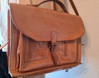 Bolso escolar de cuero liso Bree Bolso mensajero vintage de los años 80