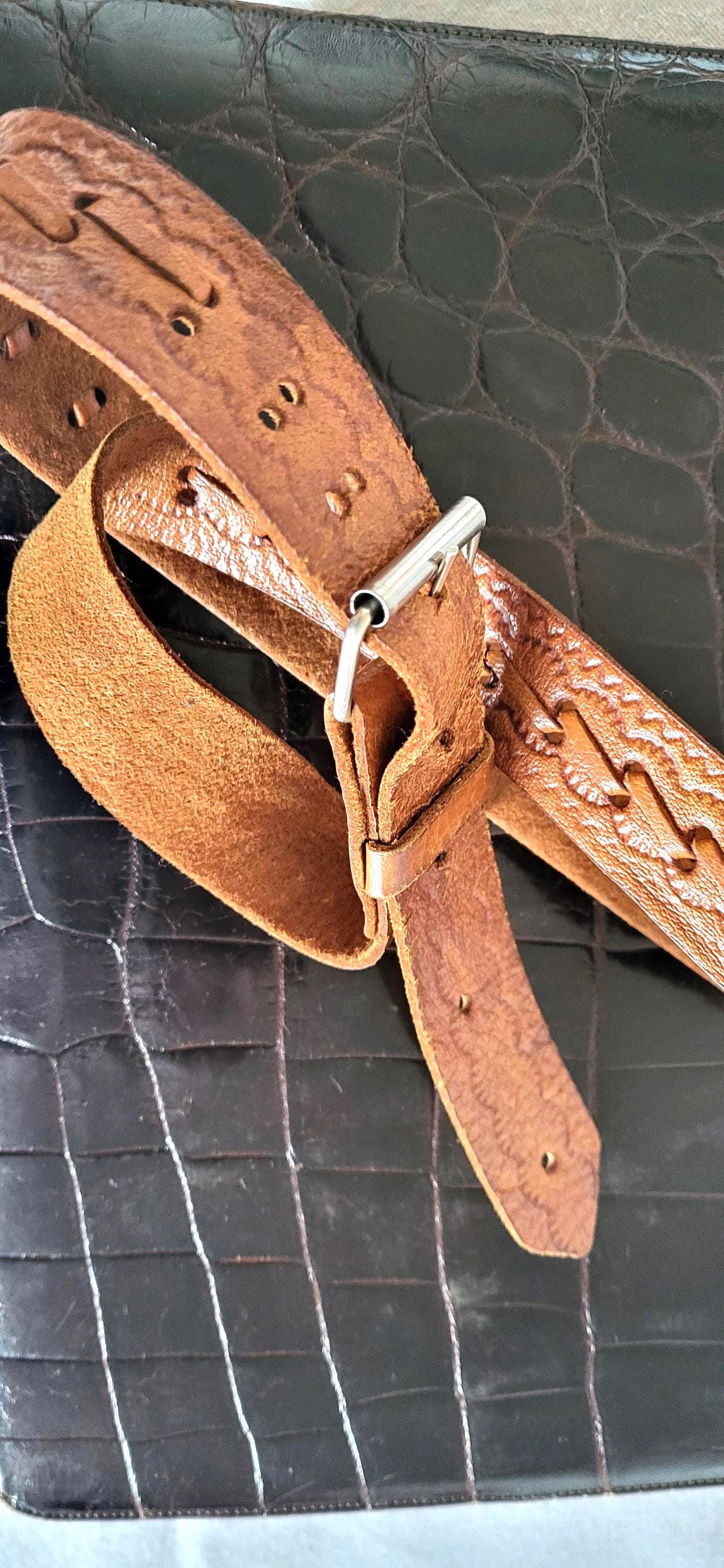 Cintura vintage in pelle bianca Cintura in ottone Appenzell Cintura