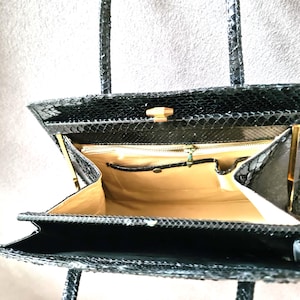 Bolso vintage de serpiente de los años 50, bolso de cuero de los años 50