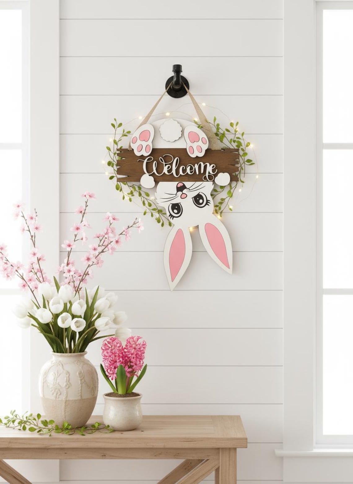 Bunny Door Sign – Rabbit Lover Front Door Decor, Indoor/outdoor Wall ...