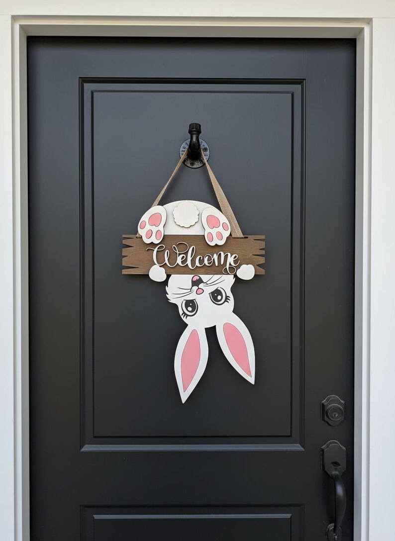 Bunny Door Sign – Rabbit Lover Front Door Decor, Indoor/outdoor Wall ...