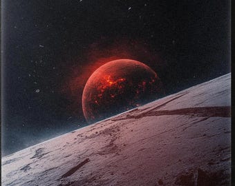 Hyper-Realistic Red Planet Canvas Art: Sci-Fi Vertical Print (Digital Download)