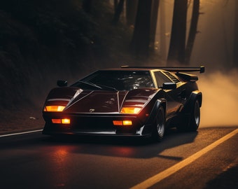 4K Lamborghini Countach Wallpaper: Classic Car Desktop Background (Digital Download)
