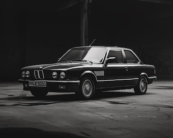 BMW E30 Print: Monochrome Vintage Car Photography (Digital Download)