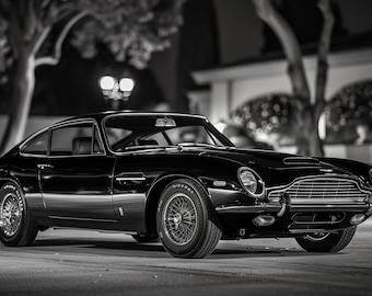 1972 Aston Martin Vantage Art: Elegant Monochrome Car Photography (Digital Download)