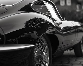 1961 Jaguar E-Type Photo: Monochrome Classic Car Wall Art (Digital Download)