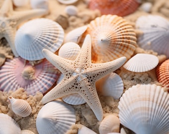 Seashell Starfish Print: Coastal Beach Home Decor (Digital Download)