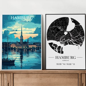 Hamburg Stadtplan Poster Hamburg Set Flur Dekoration Hamburg Stadtkarte Eingang Deko Hamburg Bild Koordinaten Wohnzimmer Poster Download