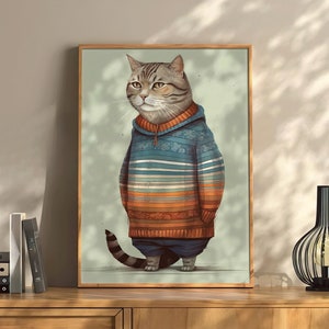 Katzen Poster Flur Wanddekor coole Katze Kinderzimmer Bild lustige Tiere Deko Bild witzige Katze Bild Katze Wanddeko Kinderzimmer Poster