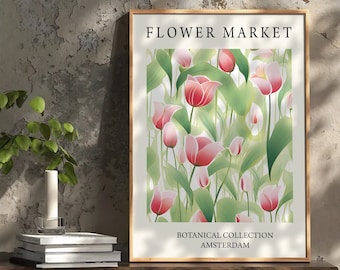 Flower Market Poster Amsterdam Vintage Decor Flower Picture Living Room Decoration Pictures Bedroom Flower Pictures Gift for Her Hallway Pictures