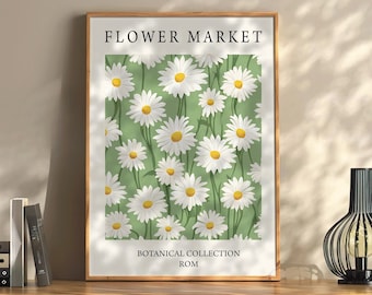 Flower Market Poster Rome Vintage Decor Flower Picture Living Room Decor Pictures Bedroom Flower Pictures Gift for Her Hallway Pictures Daisy