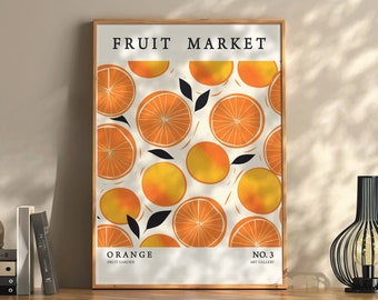 Fruit Market Poster Orange Vintage Deko Früchte Bild Küche Dekor Bilder Obst Geschenk für Sie Bar Bilder orange Frucht Digitaler Download