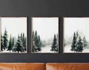 Christmas decoration picture set forest poster wall decoration Christmas tree decoration living room pictures nature poster hallway decoration Christmas green forest pictures set