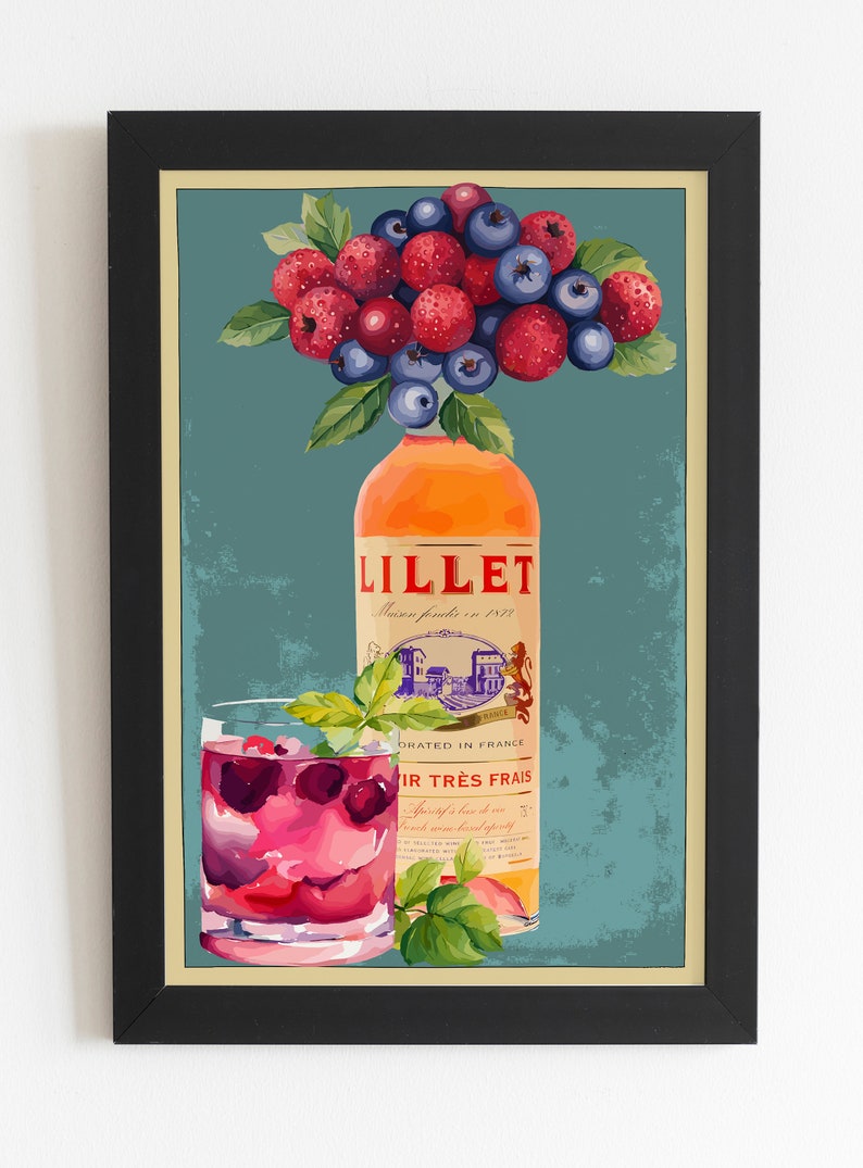 Cocktail Poster Aperol Gift for Her Gift Idea for Him Kitchen Decor Aperol Party Poster Wall Decor Kitchen Decor Poster Wall Art Bar Decor Lillet
