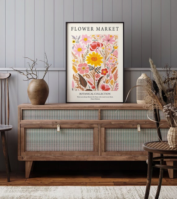 Vintage Poster Matisse Bild Flower Market Wanddeko Wohnzimmer Blumen Kunst Flower Power Dekoration Wildblumen Flur Bild Schlafzimmer Deko