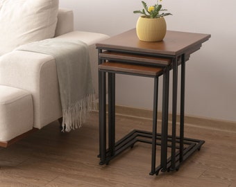 Set Of 3  Side Table, Living Room C Coffee Table, Farmhouse Decor, C Coffee Table, Housewarming Gift