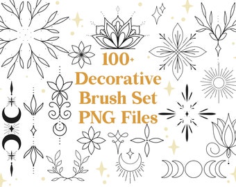 Plus de 100 images clipart de tatouage décoratif | Timbres PNG ornementaux | Tampons PNG Mandala | Tampons PNG de tatouage | Conception de tatouage Fineline | Petit tatouage png