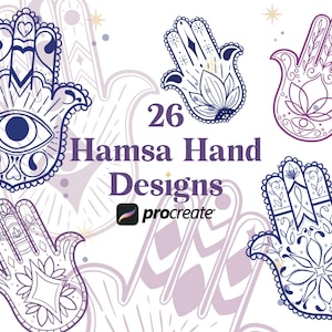 26 Hamsa Hand Procreate Brushset | Mandala Procreate Stamps | Ornamental Brushset | Evil Eye Tattoo | Hand of Fatima | Spiritual Procreate