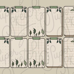 77 Leafy Beige Green Digital Sticky Notes PNG Files | Digital Planner ...