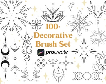 100+ Decorative Procreate Brushes | Ornamental Stamps | Mandala Procreate Stamps | Tattoo Procreate Stamps | Fineline Tattoo Design | Digi