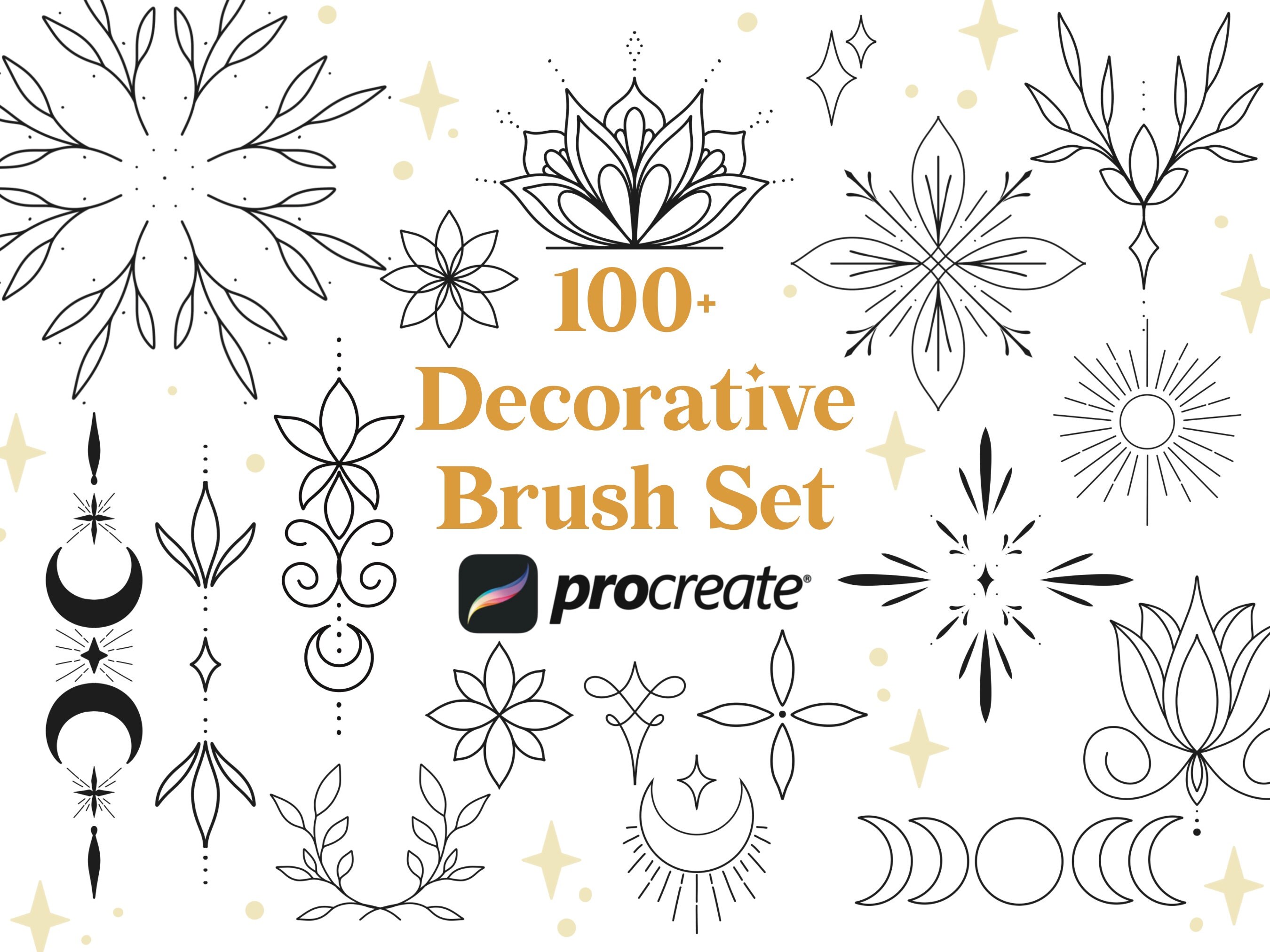 100+ Decorative Procreate Brushes | Ornamental Stamps | Mandala ...