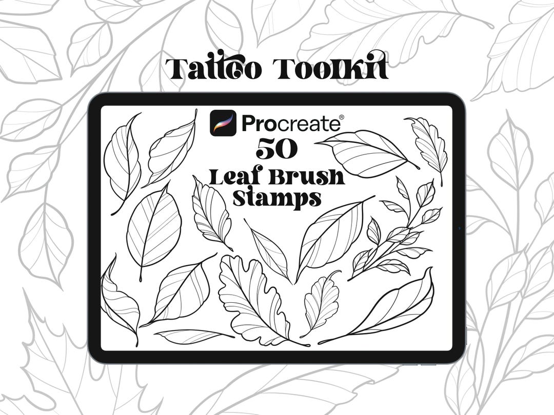 50 Leaves Procreate Brush Stamps | Tattoo Toolkit | Leaf Tattoo ...