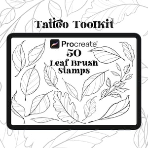50 Blätter Procreate Brush Stamps | Tattoo-Toolkit | Blatt Tattoo Procreate | Blätter Procreate Briefmarken | Blumen Procreate Stempel