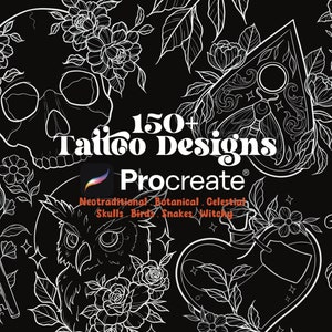 150+ Tattoo Designs Procreate Tattoo Brush Set | Neotraditional Tattoo | Tattoo Flash Brushes | Digital Tattoo Designs