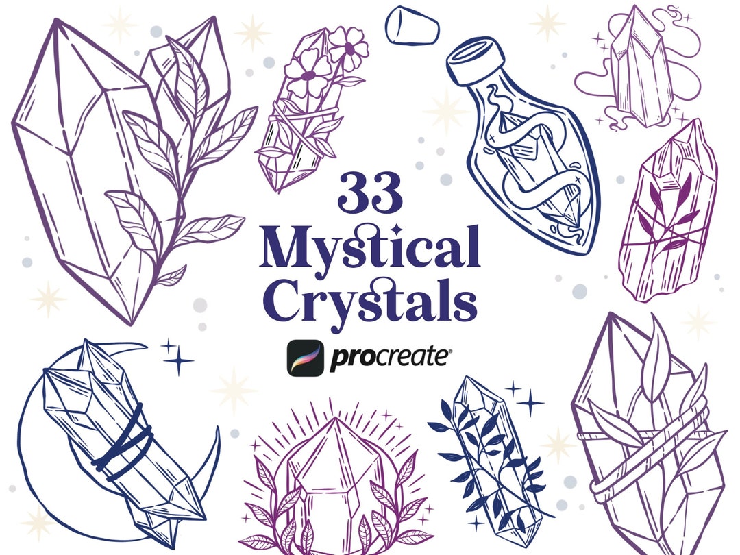 33 Mystical Crystals Procreate Brush Crystal Brushset Etsy