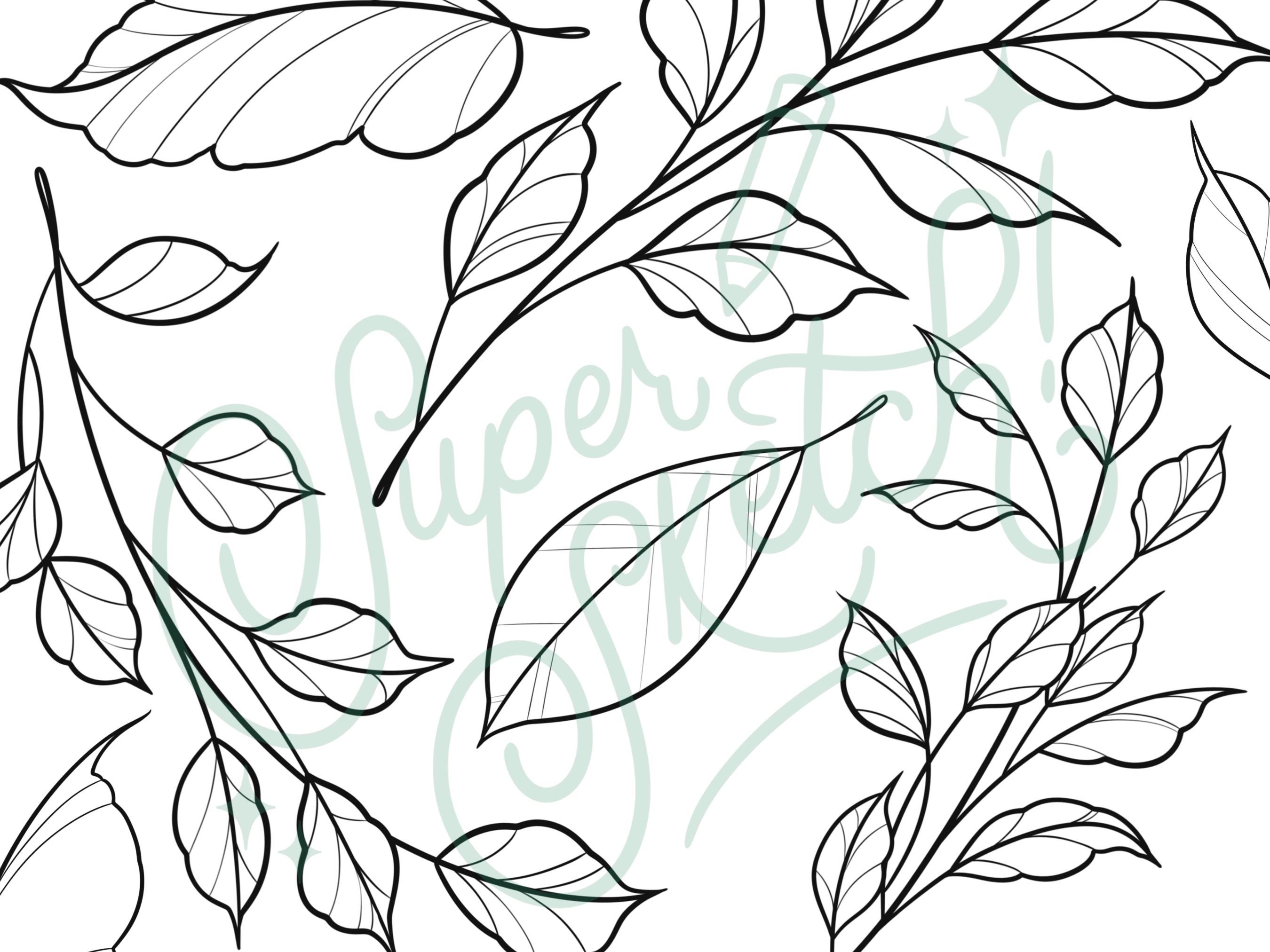 50 Leaves Procreate Brush Stamps | Tattoo Toolkit | Leaf Tattoo ...