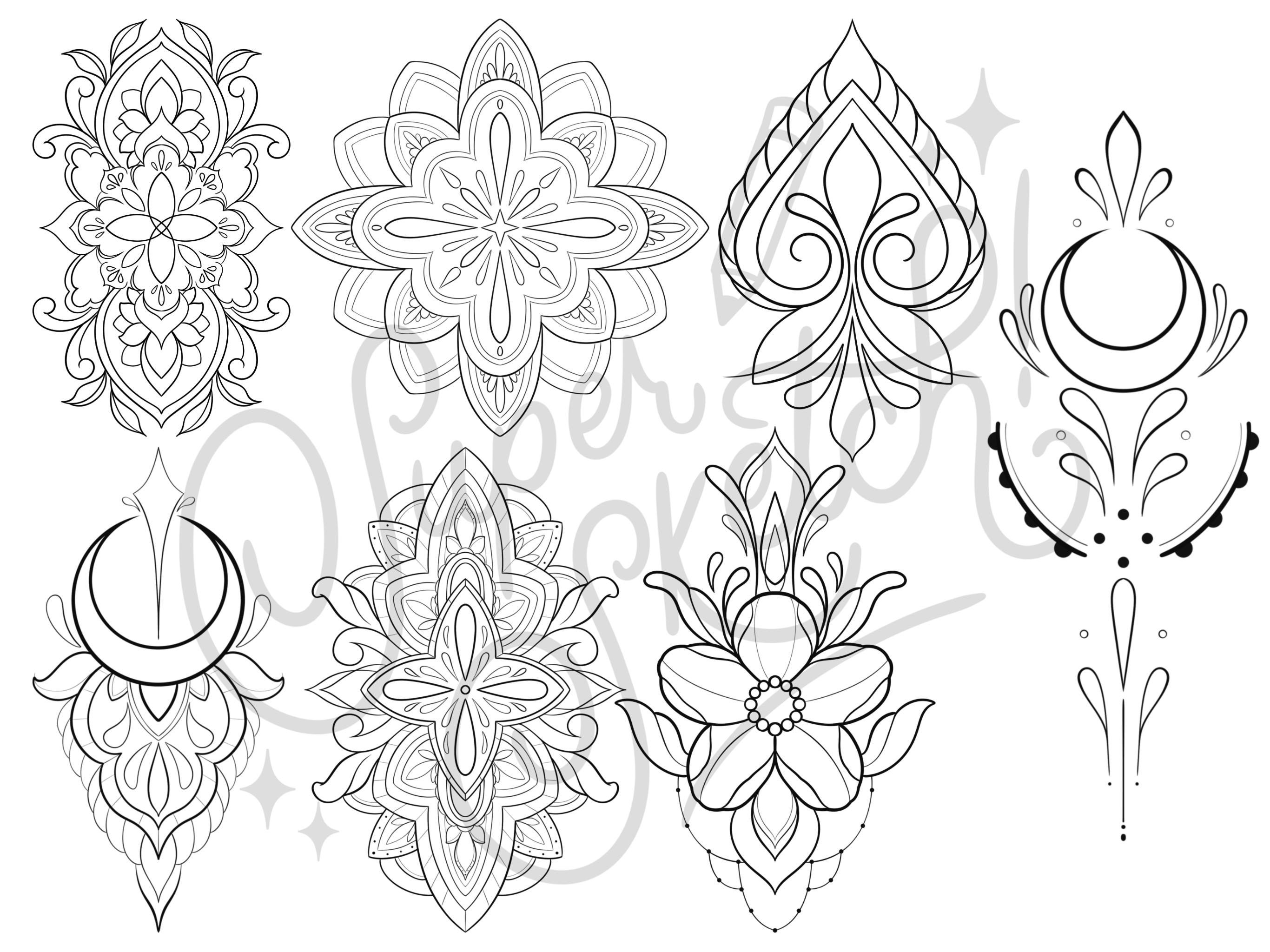 200 Ornamental Procreate Stamps | Flash Tattoo Design Stencils | Dot ...