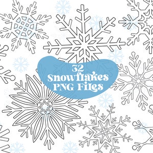 32 Snowflakes PNG | Snowflakes Cricut Machine Files | Christmas Craft diy | Christmas png Files Christmas DIY Xmas Cards DIY