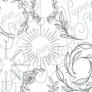 40 armbågstatueringar PNG-filer | Knätatueringsdesigner | Gotiska tatueringar | Tatueringsflashark | Procreate-stämplar | Cirkulära tatueringar | Fladdermustatuering PNG bild 4