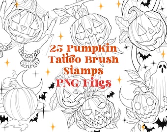 25 Pumpkin Tattoo Designs PNG Files | Halloween Tattoo Designs | Halloween Clip Art | Gothic Tattoos | Jack O'Lantern