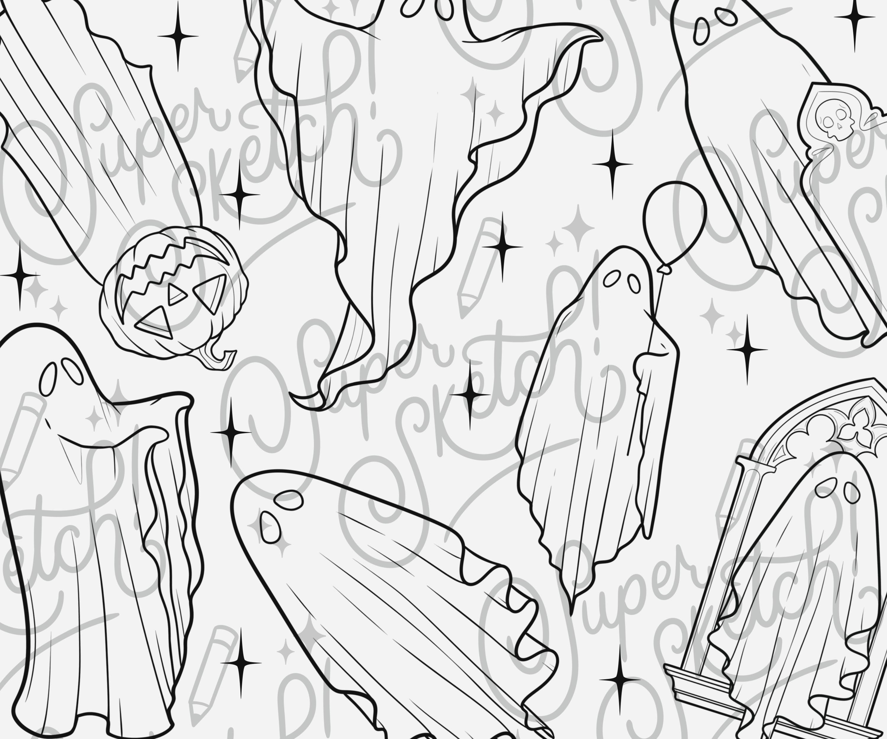 27 Sheet Ghosts Procreate Brushes | Ghost Tattoo Procreate Stamps ...