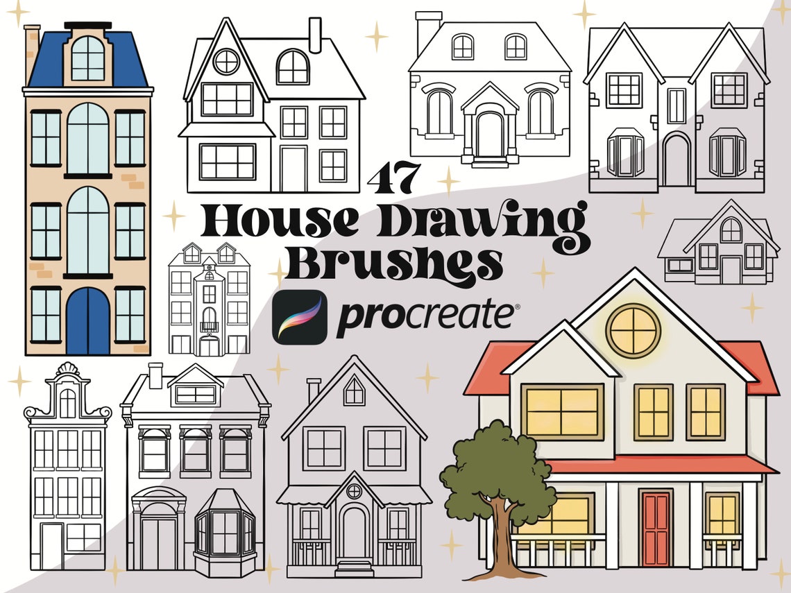 47 House Procreate Stamp Brush Set - Amsterdam Procreate | House ...