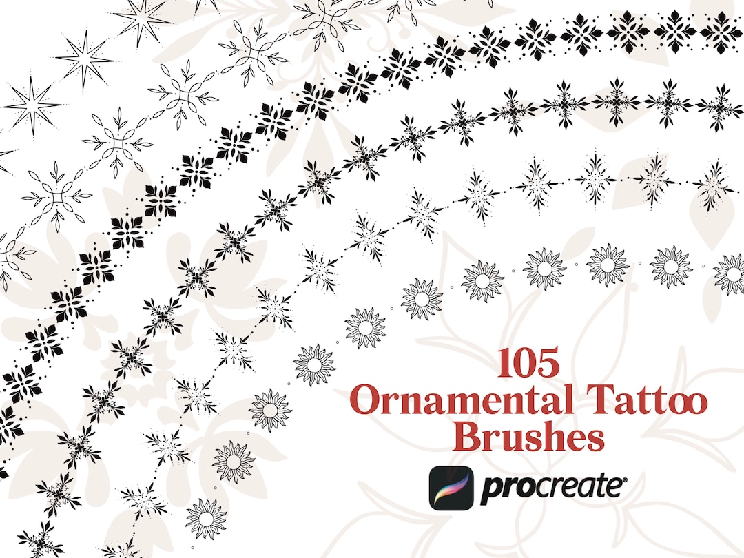 105 Ornamental Tattoo Brushes Procreate | Ornamental Stamps | Mandala ...
