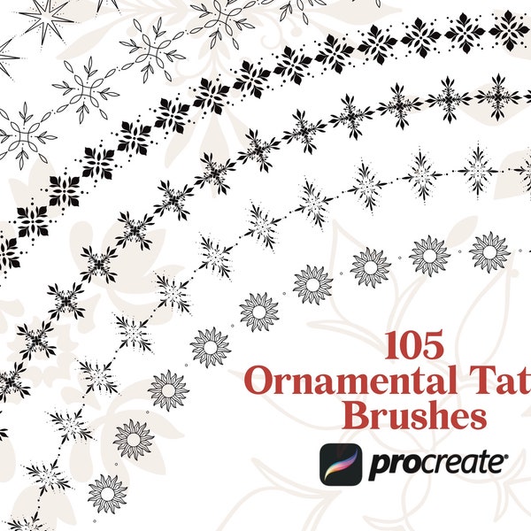 105 Ornamental Tattoo Brushes Procreate | Ornamental Stamps | Mandala Procreate | Tattoo Procreate Stamps | Geometric Tattoo Design