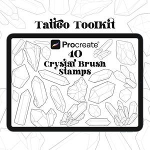 40 Crystal Procreate Brush Stamps Tattoo Toolkit | Healing Crystal Stamps | Procreate Stones | Procreate Diamond Stamp