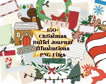 Plus de 150 autocollants numériques pour Bullet Journal de Noël | Stickers agenda numérique | Faire-part de Noël Sticker pour carnet de Noël DIY Stickers NUMÉRIQUES