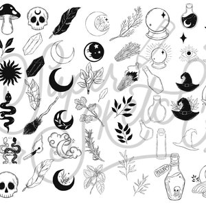 100 Witch Procreate Brushes Set | Tattoo Procreate | Tattoo Flash ...