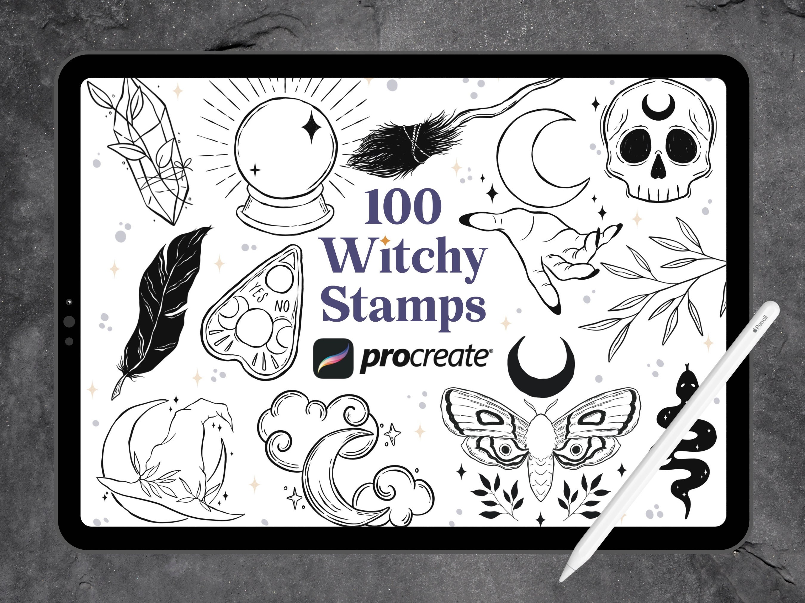 100 Witch Procreate Brushes Set | Tattoo Procreate | Tattoo Flash ...