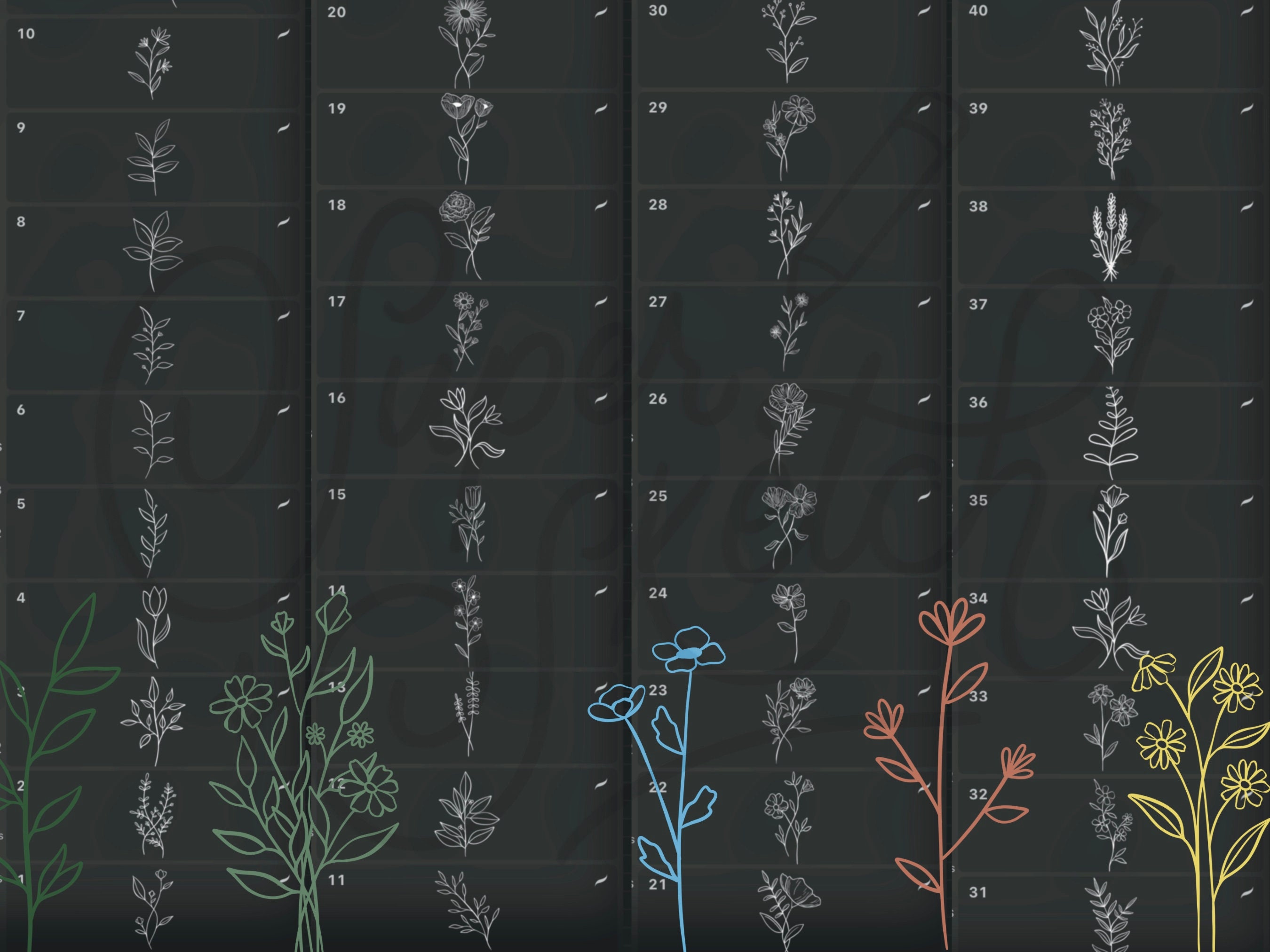 86 Wildflower Procreate Brushes | Flower Brush Set | Procreate ...