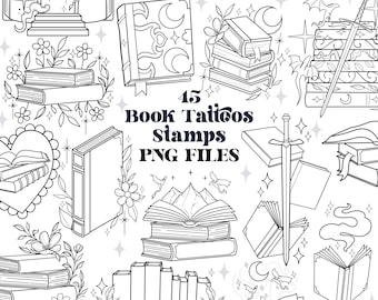 45 Book PNG Files | Book Tattoo Designs | Fantasy Clipart | Book Clipart | Bookish Designs PNGs | ACOTAR Png Files | Booktok Designs Reader