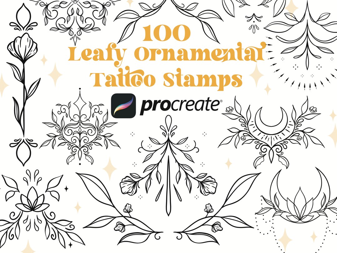 100 Leaf Ornamental Tattoo Procreate Brushes | Procreate Brush Bundle ...