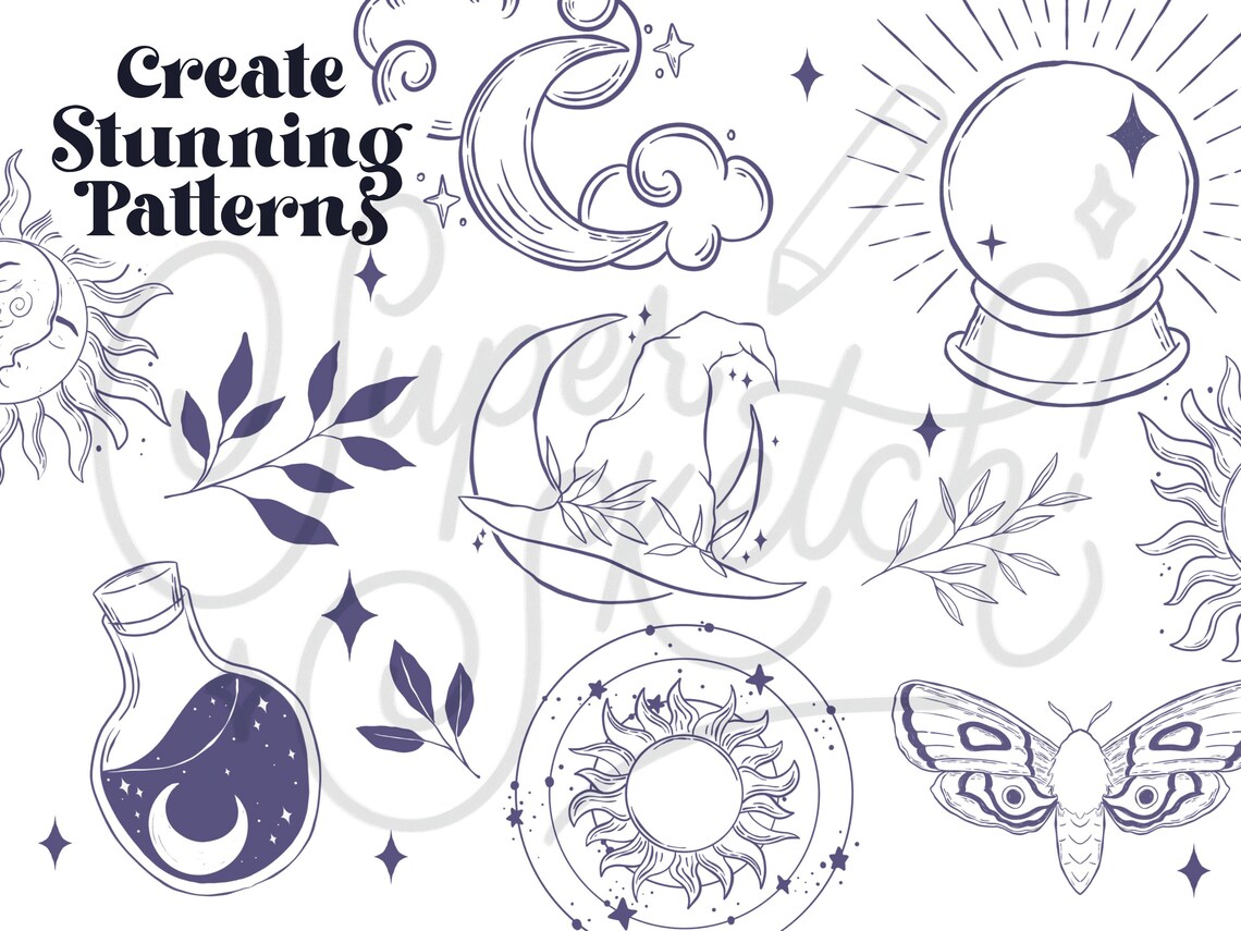 100 Witch Procreate Brushes Set | Tattoo Procreate | Tattoo Flash ...