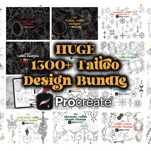 Huge 1300+ Procreate Tattoo Stamps | Ornamental Tattoo Brushes | Decorative Procreate brushes | Procreate Brush Bundle