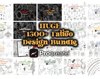 Huge 1300+ Procreate Tattoo Stamps | Ornamental Tattoo Brushes | Decorative Procreate brushes | Procreate Brush Bundle