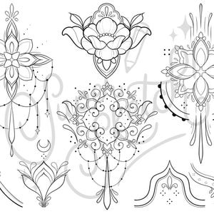 200 Ornamental Procreate Stamps | Flash Tattoo Design Stencils | Dot ...